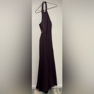 AZAZIE CLARICE Plum A-Line High Neck Stretch Satin Dress Size A20 NWT